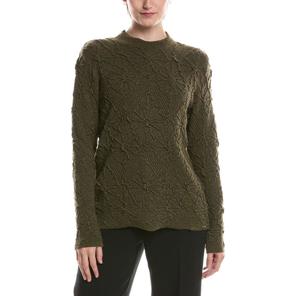 Picadilly Womens  Funnel Neck Textured Wool-Blend Sweater, Green